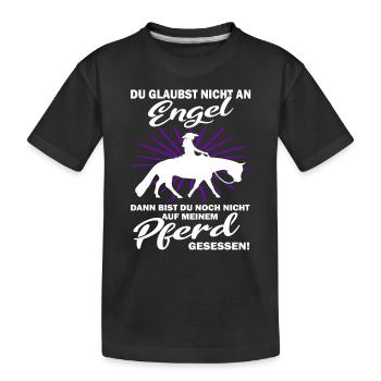 Westernreiten Reiterin und Pferd - Kinder Premium Bio T-Shirt - Schwarz - Vorne
