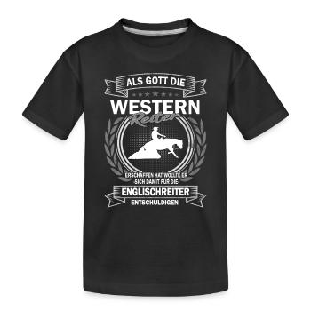 Westernreiten Reiterin und Pferd - Kinder Premium Bio T-Shirt - Schwarz - Vorne