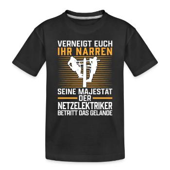 Seine Majestät der Netzelektriker Elektriker - Kinder Premium Bio T-Shirt - Schwarz - Vorne