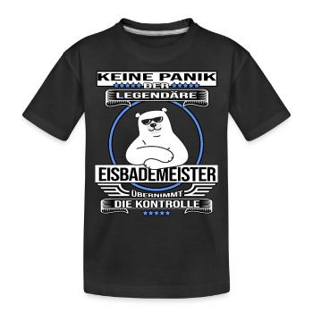 eisbad winterbader eisbader eisbademeister king - Kinder Premium Bio T-Shirt - Schwarz - Vorne