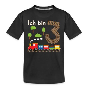 Junge Geburtstagsshirt 3 Jahre Geburtstag Zug - Kinder Premium Bio T-Shirt - Schwarz - Vorne