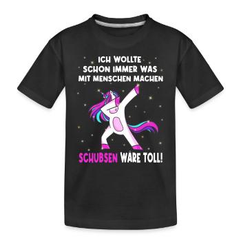 Schon immer was mit Menschen machen - Einhorn - Kinder Premium Bio T-Shirt - Schwarz - Vorne