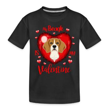 My Beagle Is My Valentine I Beagle - Kids' Premium Organic T-Shirt - black - Front