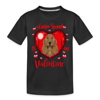 Mon cocker spaniel est mon valentine i cocker spaniel - T-shirt bio Premium Enfant - noir - Devant