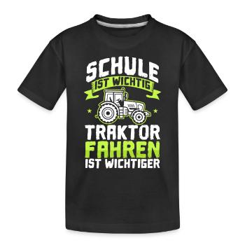 Traktor Fahren Kinder Geschenk Landwirt Trecker - Kinder Premium Bio T-Shirt - Schwarz - Vorne