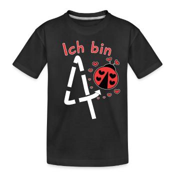 Mädchen Geburtstagsshirt 4 Jahre Geburtstag - Kinder Premium Bio T-Shirt - Schwarz - Vorne