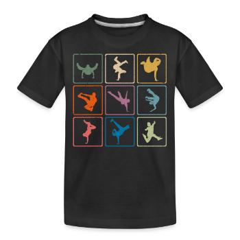 Retro-Break-Tänzerin Breatdancing - Kinder Premium Bio T-Shirt - Schwarz - Vorne