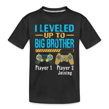 Ich bin zu Big Brother Gamer New Brother aufgestiegen - Kinder Premium Bio T-Shirt - Schwarz - Vorne