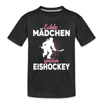 Eishockey Damen Eishockeyspielerin Eishockeytrikot - Kinder Premium Bio T-Shirt - Schwarz - Vorne