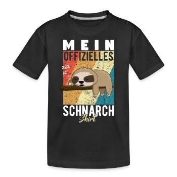 Mein Schnarchshirt Schlafshirt Faultier Retro - Kinder Premium Bio T-Shirt - Schwarz - Vorne