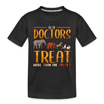 Les vrais médecins vétérinaires traitent plus d’un - T-shirt bio Premium Enfant - noir - Devant