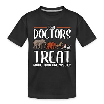 Les vrais médecins vétérinaires traitent plus d’un - T-shirt bio Premium Enfant - noir - Devant