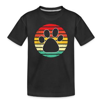 Pfote Dog Retro - Kinder Premium Bio T-Shirt - Schwarz - Vorne