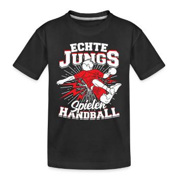 Echte Jungs Spielen Handball Handballer Geschenk - Kinder Premium Bio T-Shirt - Schwarz - Vorne