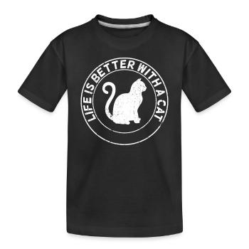 Katzenliebhaber Spruch - Kinder Premium Bio T-Shirt - Schwarz - Vorne