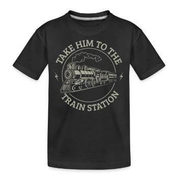 Take it to the train station - Kids' Premium Organic T-Shirt - black - Front