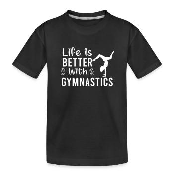 Gymnastik Turnen Akrobatik Geräteturnen Sport - Kinder Premium Bio T-Shirt - Schwarz - Vorne