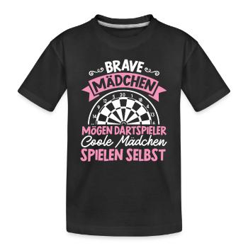 Darts Dartboard Dartpfeile Dart Geschenk Frauen - Kinder Premium Bio T-Shirt - Schwarz - Vorne