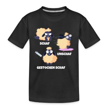 Schaf Unschaf Gestochen Schaf Wortspiel - Kinder Premium Bio T-Shirt - Schwarz - Vorne