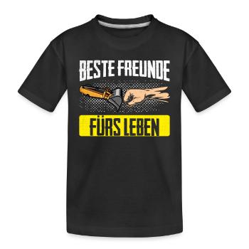 Beste Freunde Baggerfahrer Baggern Bagger Geschenk - Kinder Premium Bio T-Shirt - Schwarz - Vorne