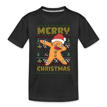 Merry Christmas Gingerbread Man Ugly Christmas - Kids' Premium Organic T-Shirt - black - Front