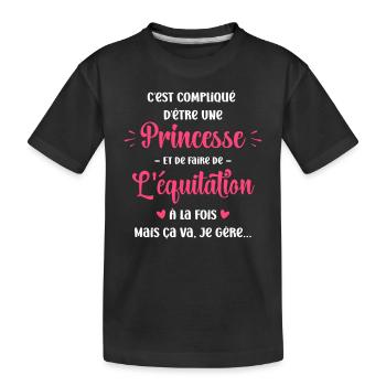 Compliqué princesse et de faire de l'équitation - T-shirt bio Premium Enfant - noir - Devant