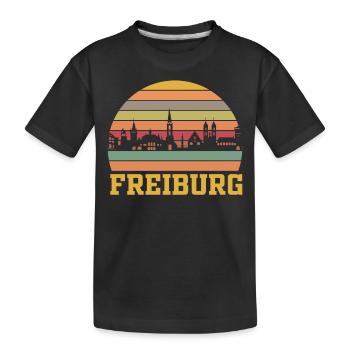 Freiburg | Freiburg Skyline Retro - Kinder Premium Bio T-Shirt - Schwarz - Vorne