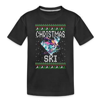 Funny Christmas Ski Lover Xmas Ugly Sweater Skiing - Kids' Premium Organic T-Shirt - black - Front