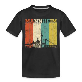Retro Mannheim Skyline - Kinder Premium Bio T-Shirt - Schwarz - Vorne
