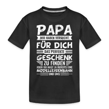 Eisenbahn Papa Modellbau Modelleisenbahn - Kinder Premium Bio T-Shirt - Schwarz - Vorne