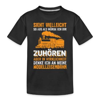 Modellbau Eisenbahn Modellbahner - Kinder Premium Bio T-Shirt - Schwarz - Vorne