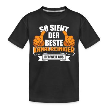 Beruf & Arbeit Arbeitskleidung | Kanalreiniger - Kinder Premium Bio T-Shirt - Schwarz - Vorne