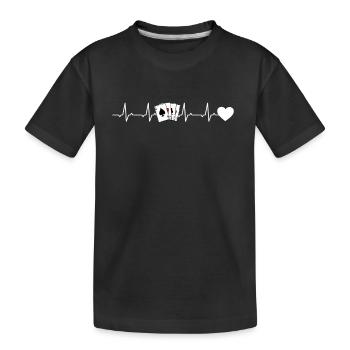 Poker Mädchen Poker Heartbeat Poker Karten Spieler - Kinder Premium Bio T-Shirt - Schwarz - Vorne