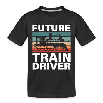 Railroad Train Engineer Future Train Driver - Kids' Premium Organic T-Shirt - black - Front