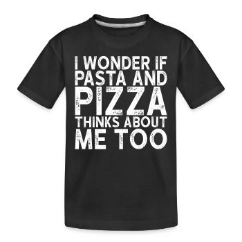 Pizza and pasta - Kids' Premium Organic T-Shirt - black - Front