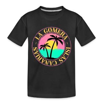 La Gomera Sommer Sonne Strand Meer Palmen - Kinder Premium Bio T-Shirt - Schwarz - Vorne