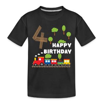 Jeune chemise d’anniversaire 4 ans train chemin de fer - T-shirt bio Premium Enfant - noir - Devant