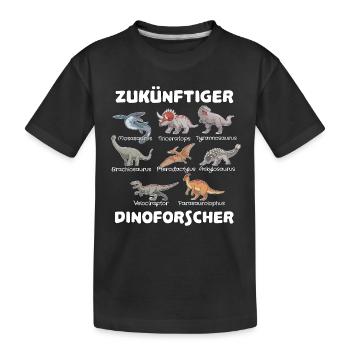 Zukünftiger Dinoforscher Dino Namen Dinosaurier - Kinder Premium Bio T-Shirt - Schwarz - Vorne