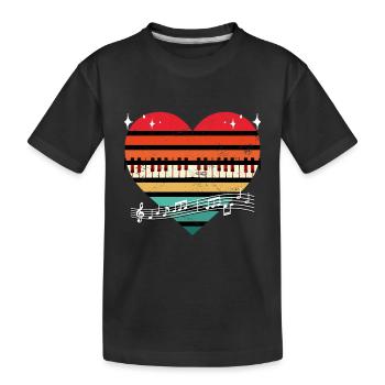 Vintage Piano Coeur Silhouette Mélomane Pianiste - T-shirt bio Premium Enfant - noir - Devant