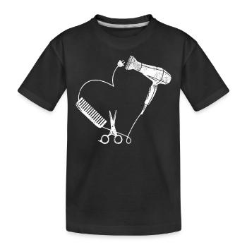 Friseur Kamm Schere Föhn Herz Liebe Beruf - Kinder Premium Bio T-Shirt - Schwarz - Vorne