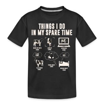 Kühe, Dinge, Die Ich In Meiner Freizeit Mache - Kinder Premium Bio T-Shirt - Schwarz - Vorne
