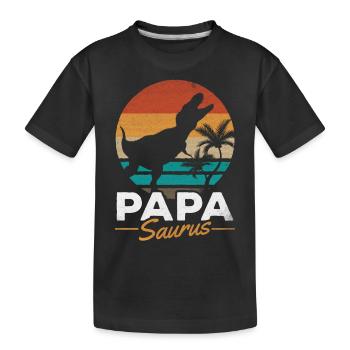 PapaSaurus Rex Daddy Dinosaur Matching Famille - T-shirt bio Premium Enfant - noir - Devant