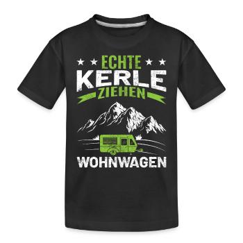 Echte Kerle ziehen Wohnwagen - Kinder Premium Bio T-Shirt - Schwarz - Vorne