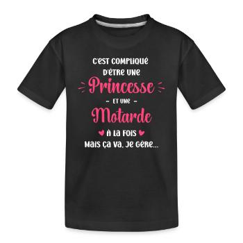 Compliqué princesse et d'être motarde - T-shirt bio Premium Enfant - noir - Devant