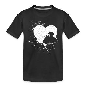 Hund Welpen Katzenherzen Baby Hunde Katzenherz - Kinder Premium Bio T-Shirt - Schwarz - Vorne