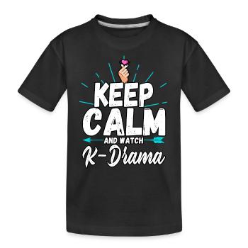 Drôle Restez calme et regardez K-drama Finger Heart - T-shirt bio Premium Enfant - noir - Devant