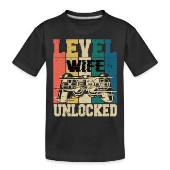 Level Ehefrau Freigeschaltet - Kinder Premium Bio T-Shirt - Schwarz - Vorne