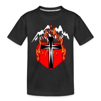 Mountaineers Mountaineering Heart Fire Flame Mountains - Kids' Premium Organic T-Shirt - black - Front