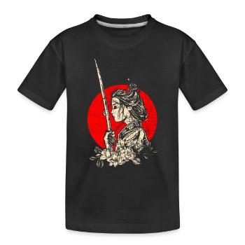 Japanische Kriegerin - Kinder Premium Bio T-Shirt - Schwarz - Vorne