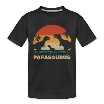 PapaSaurus Rex Papa Dino Familie Dinosaurier Papa - Kinder Premium Bio T-Shirt - Schwarz - Vorne